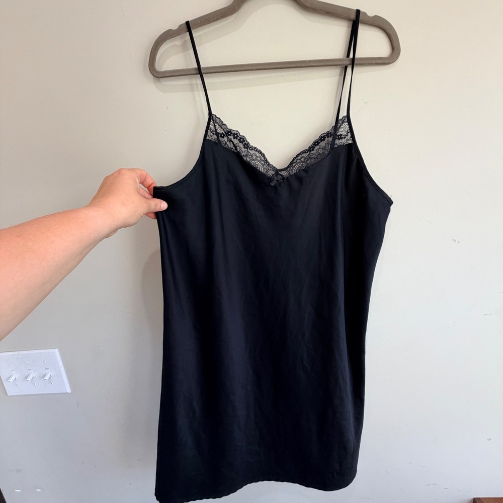 Gilligan OMalley Chemise Women XXL Black Lace Trim Layering Indie Slip Dress